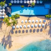 Intercontinental Mauritius Main pool aerial view